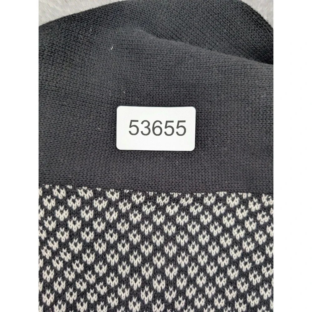 Express Sweater‎ Mens XL Black White Fair Isle Tight Knit Shawl Collar Outdoor